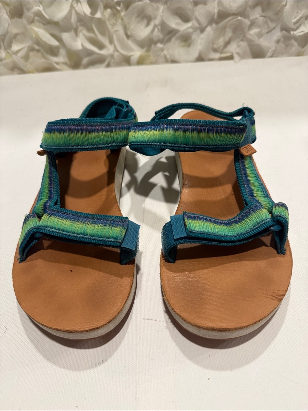 Teva Teal Sandals with Lime & Blue Accent Straps